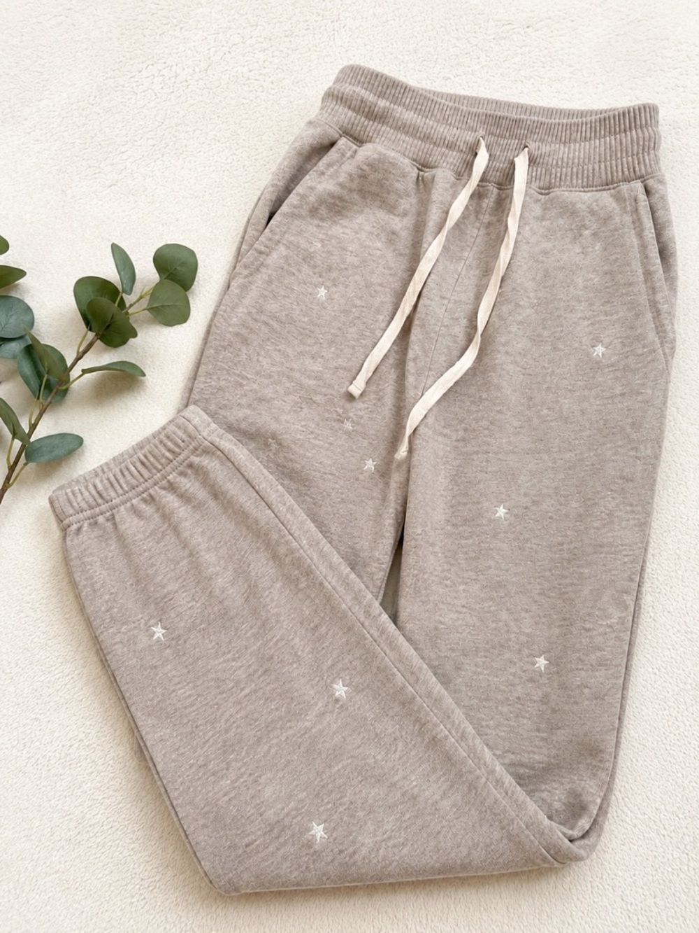 Rails Kingston Joggers Medium Heather Brown Embroidered Stars Soft Lounge Pants